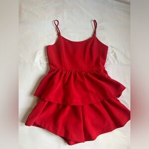 Triple threads red romper